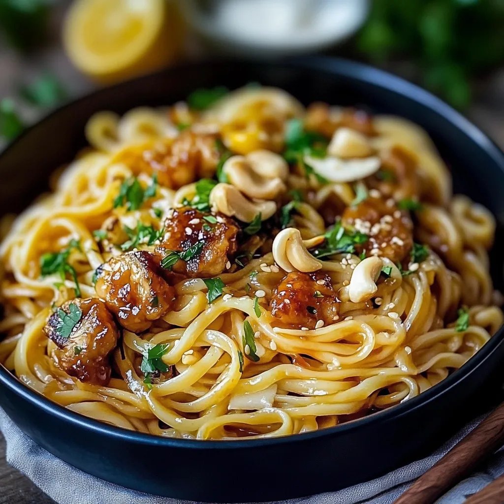 Gebratene Nudeln mit Hähnchenfleisch