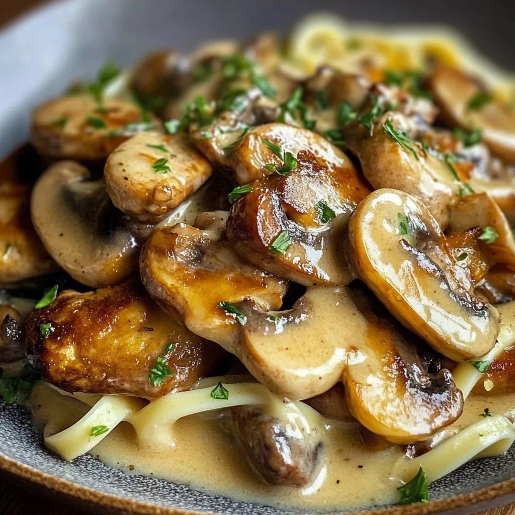 Hähnchenstreifen mit Champignon-Rahmsauce