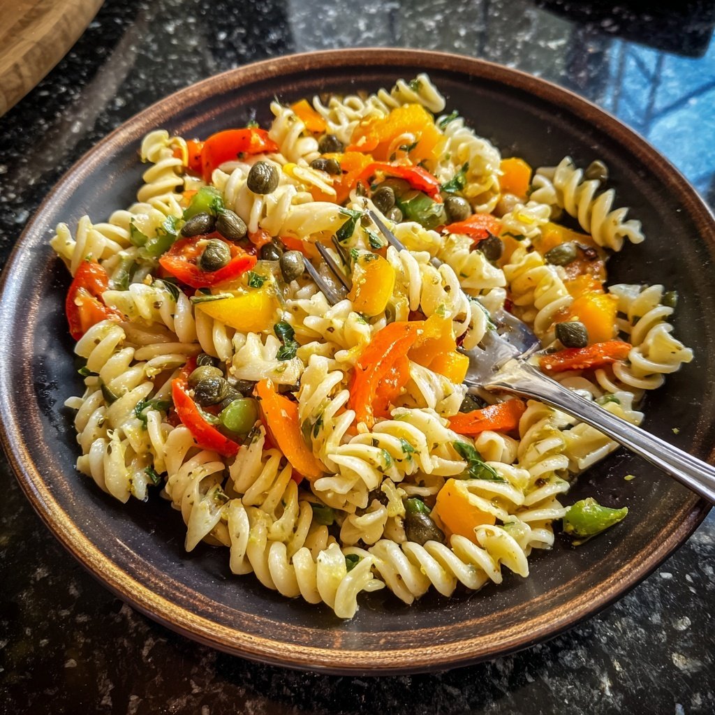 Mediterraner Nudelsalat Mit Kapern