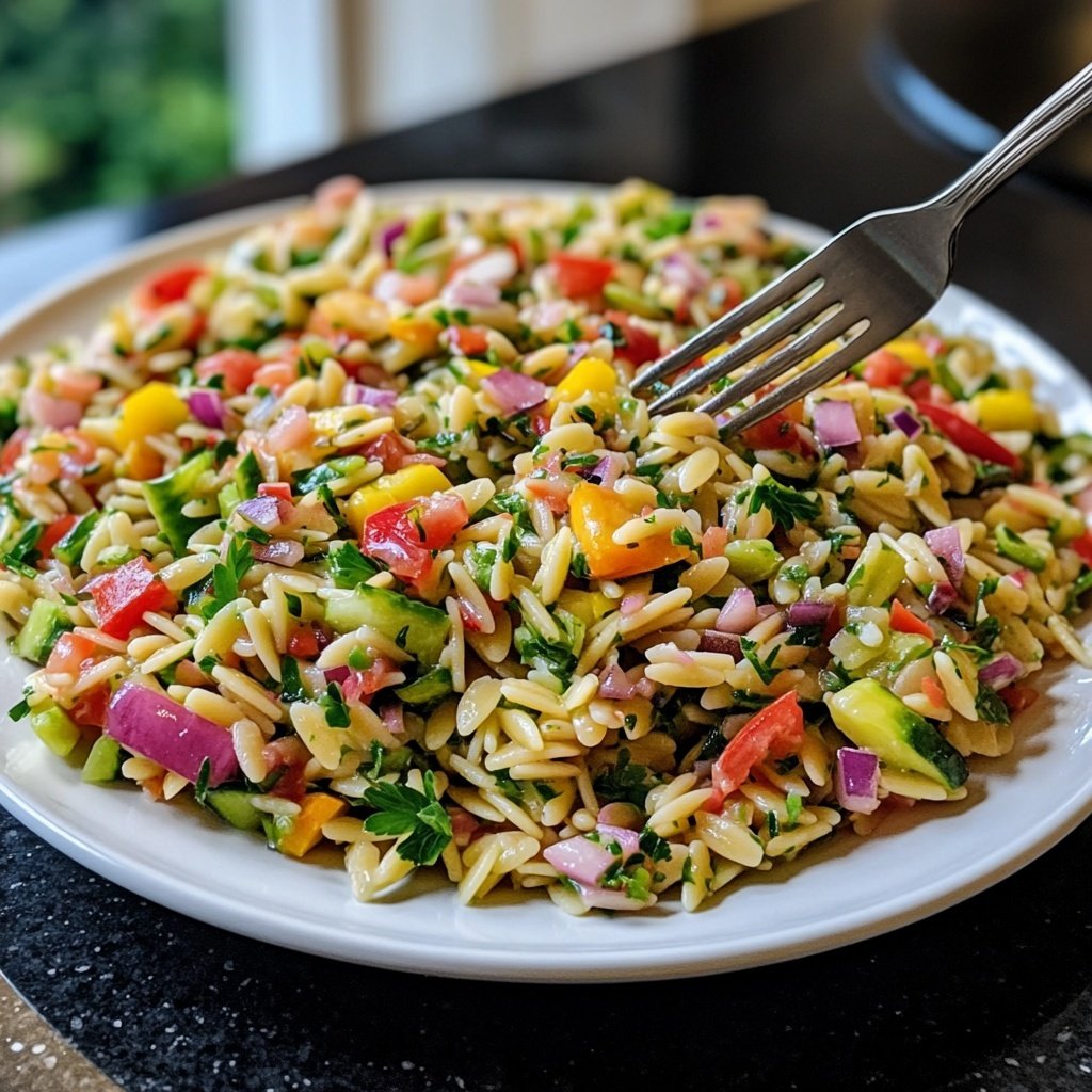 Griechischer Orzo Nudelsalat
