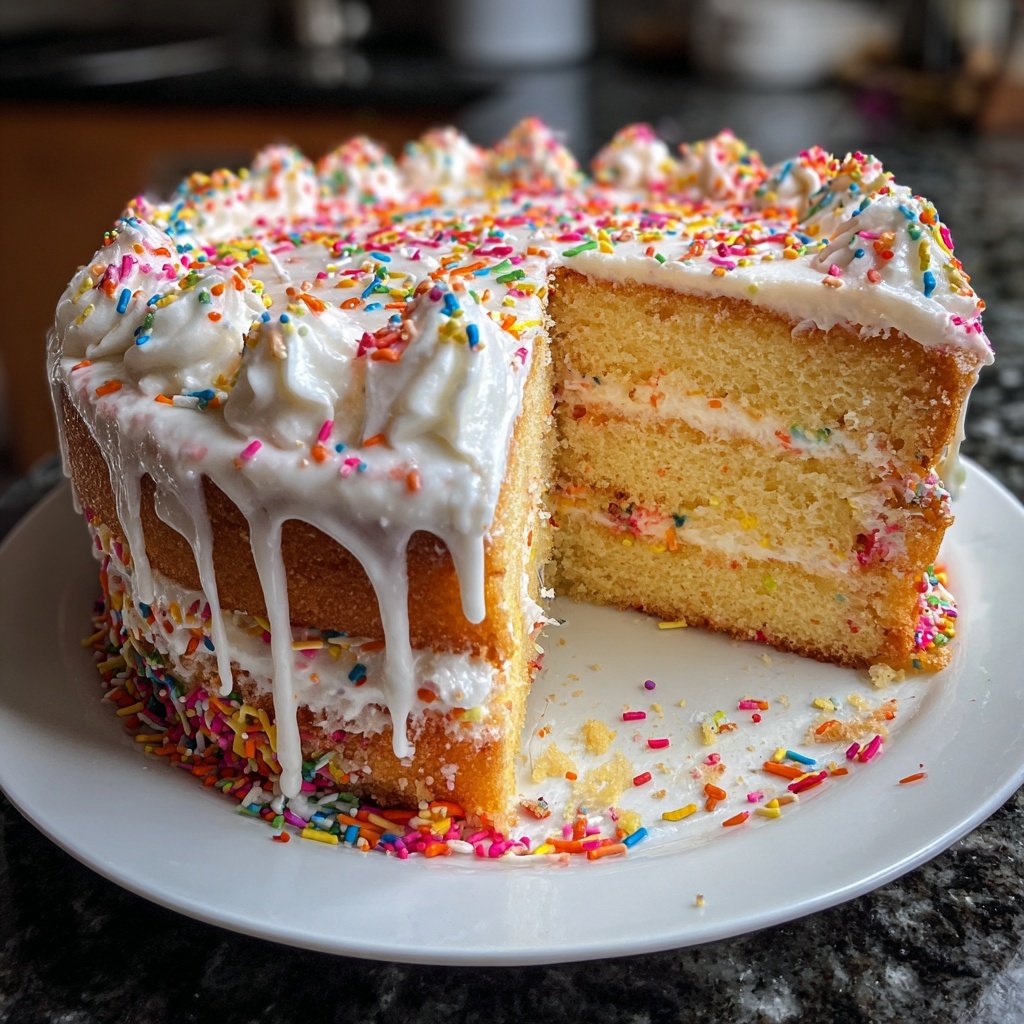 Geburtstagskuchen bunt mit Streuseln