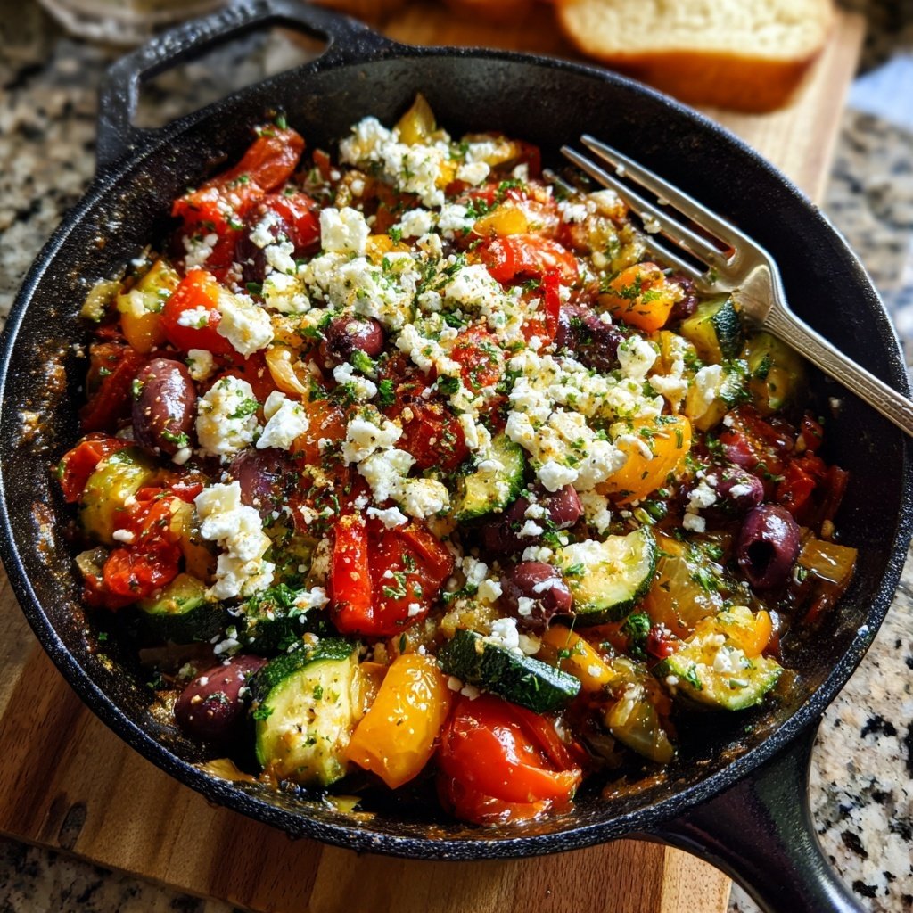 Gesund & Leicht Mediterrane Gemüsepfanne mit Feta